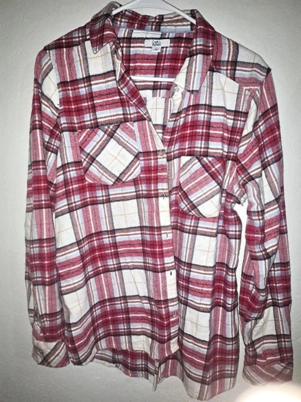 Croft & Barrow The Extra Soft Plaid Flannel Shirt Red & White Small